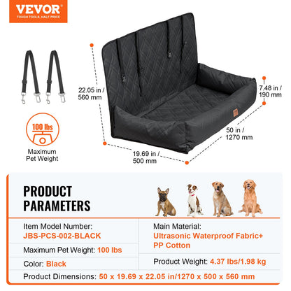 Dog Booster Car Seat Pet Car Seat för medelstor hund upp till 100 lbs svart