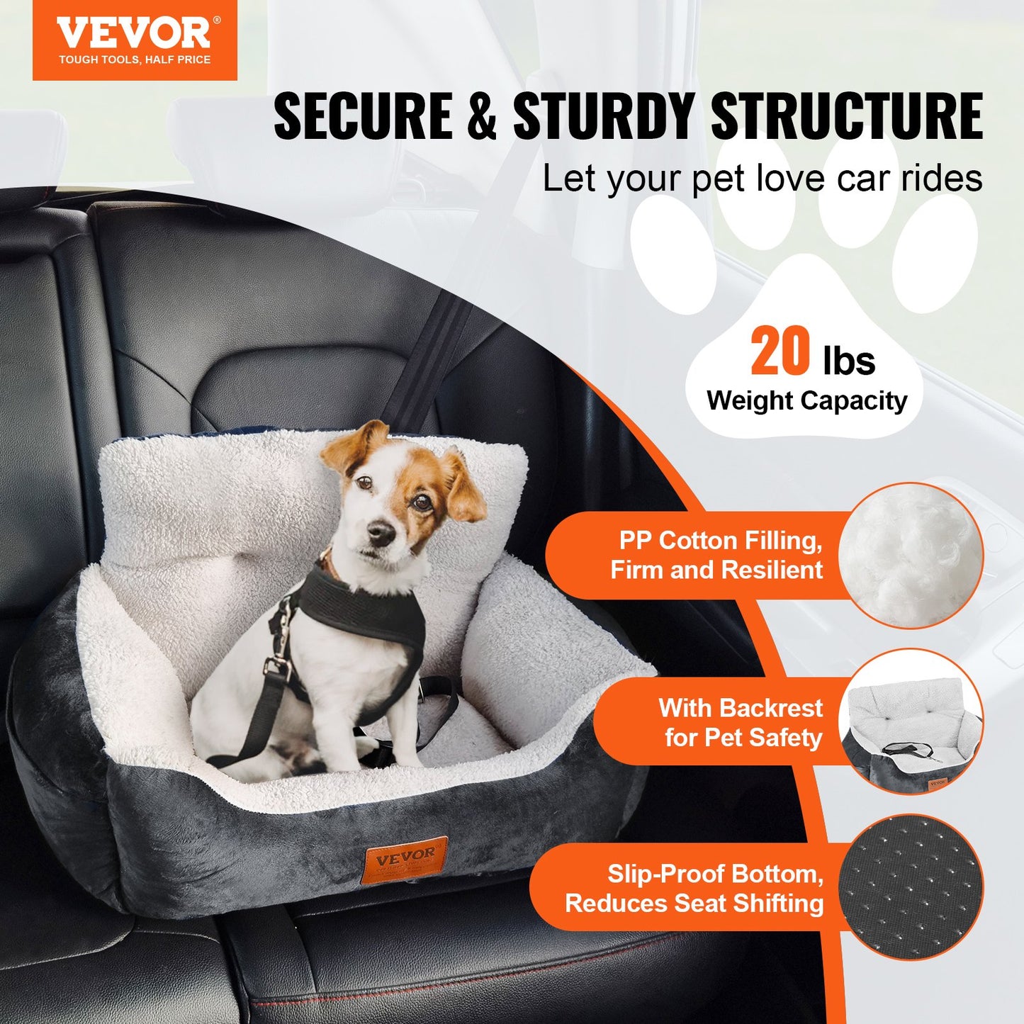 Dog Booster Car Seat Pet Car Seat for Small Dog Up to 20lbs Dark Gray