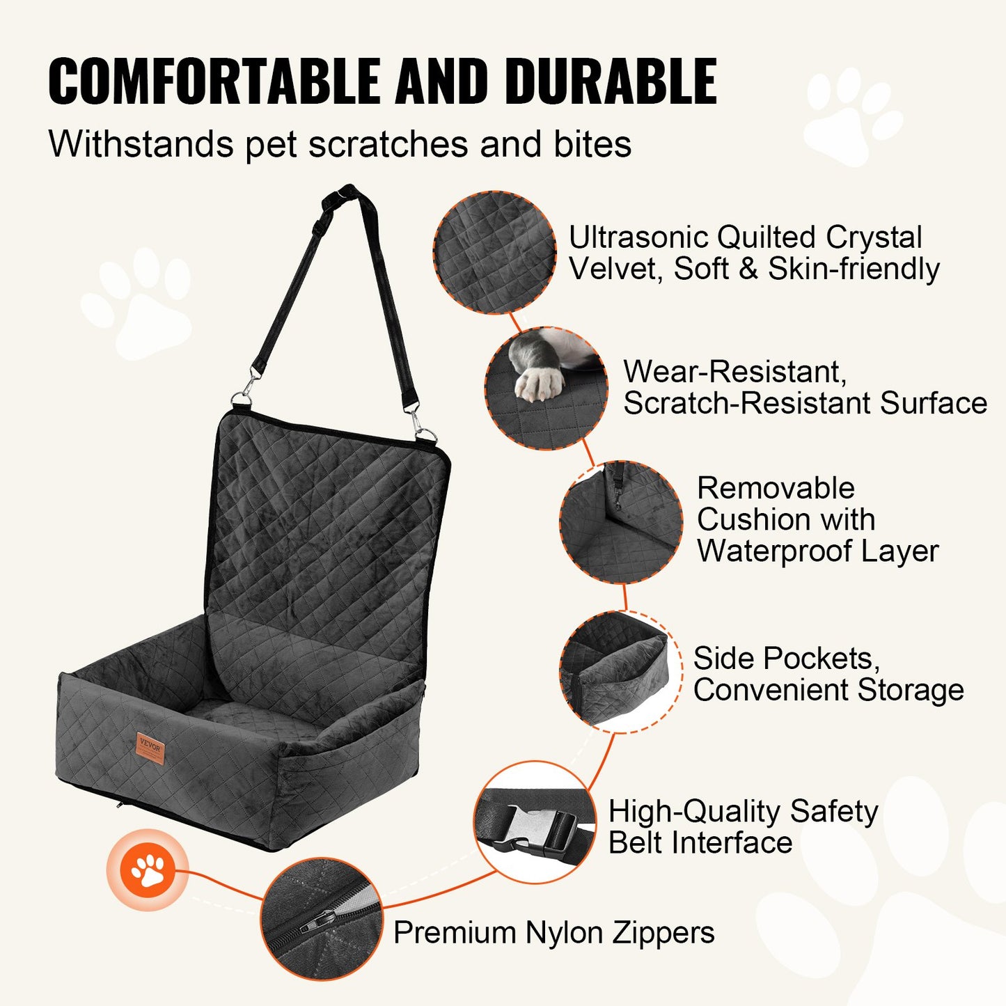 Dog Booster Autositz, Haustier-Autositz für kleine und mittelgroße Hunde bis zu 40 lbs, Schwarz