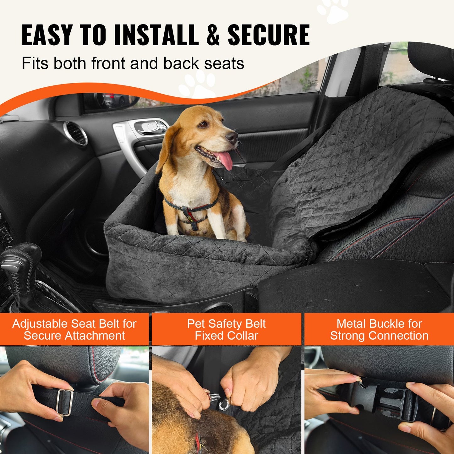 Dog Booster Autositz, Haustier-Autositz für kleine und mittelgroße Hunde bis zu 40 lbs, Schwarz