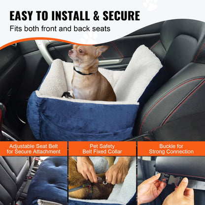 Dog Booster Car Seat Pet Car Seat för liten hund upp till 20lbs blå+grå