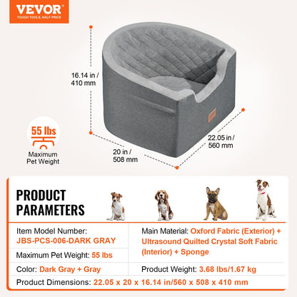 Dog Booster Car Seat Pet Car Seat för små medelstora hundar upp till 55 lbs Grå