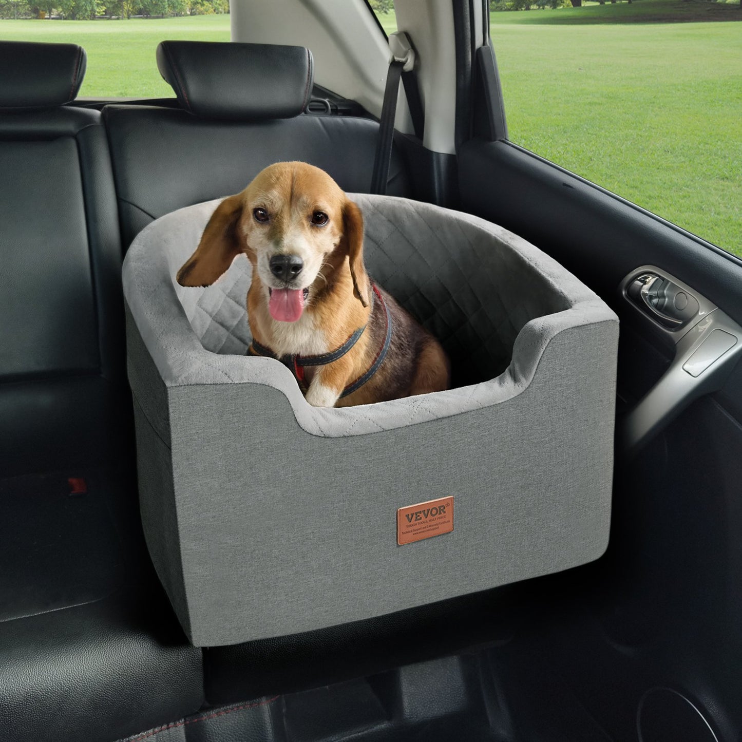 Dog Booster Car Seat Pet Car Seat för små medelstora hundar upp till 55 lbs Grå