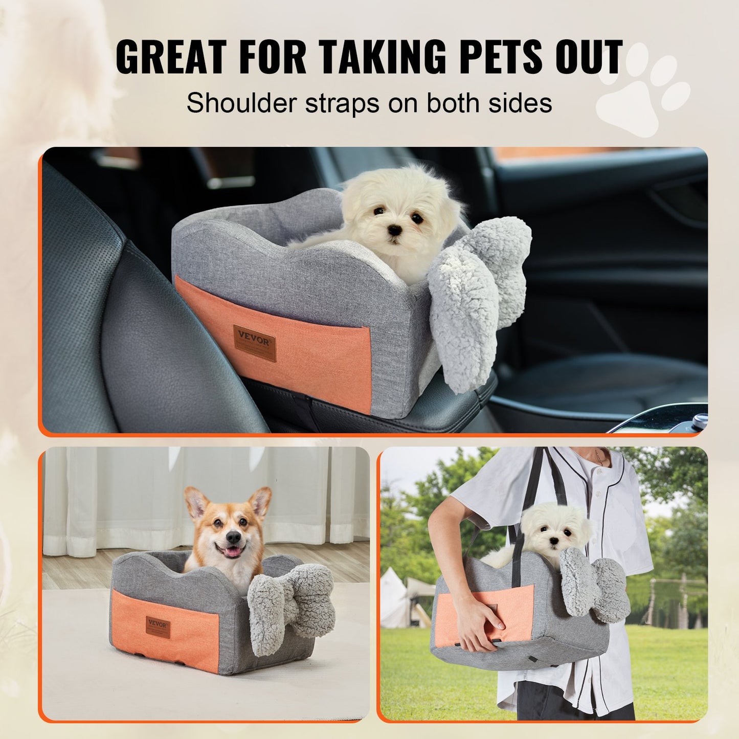 Center Console Dog Car Seat Hund Booster Car Seat för liten hund 8 lbs