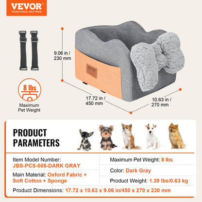 Center Console Dog Car Seat Hund Booster Car Seat för liten hund 8 lbs