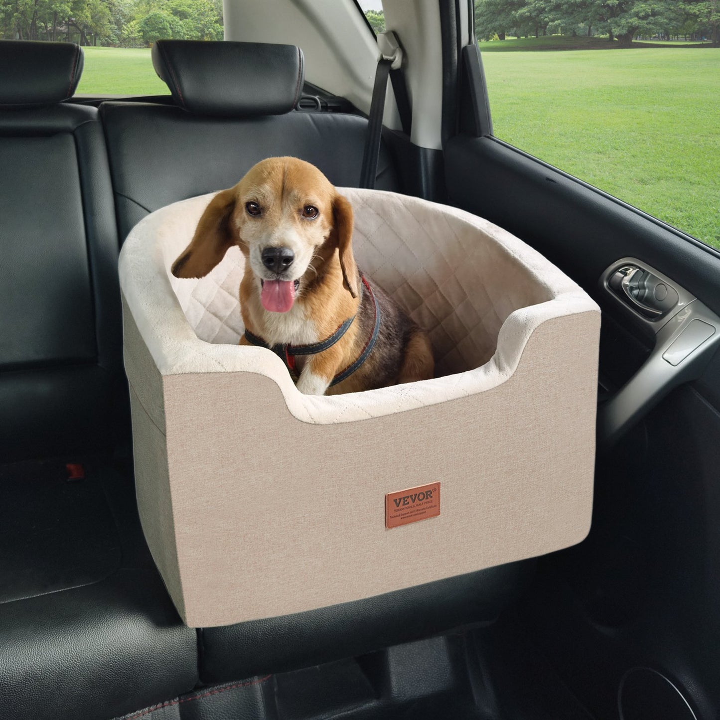 Hunde-Booster-Autositz, Haustier-Autositz für kleine und mittelgroße Hunde bis zu 25 kg, Braun