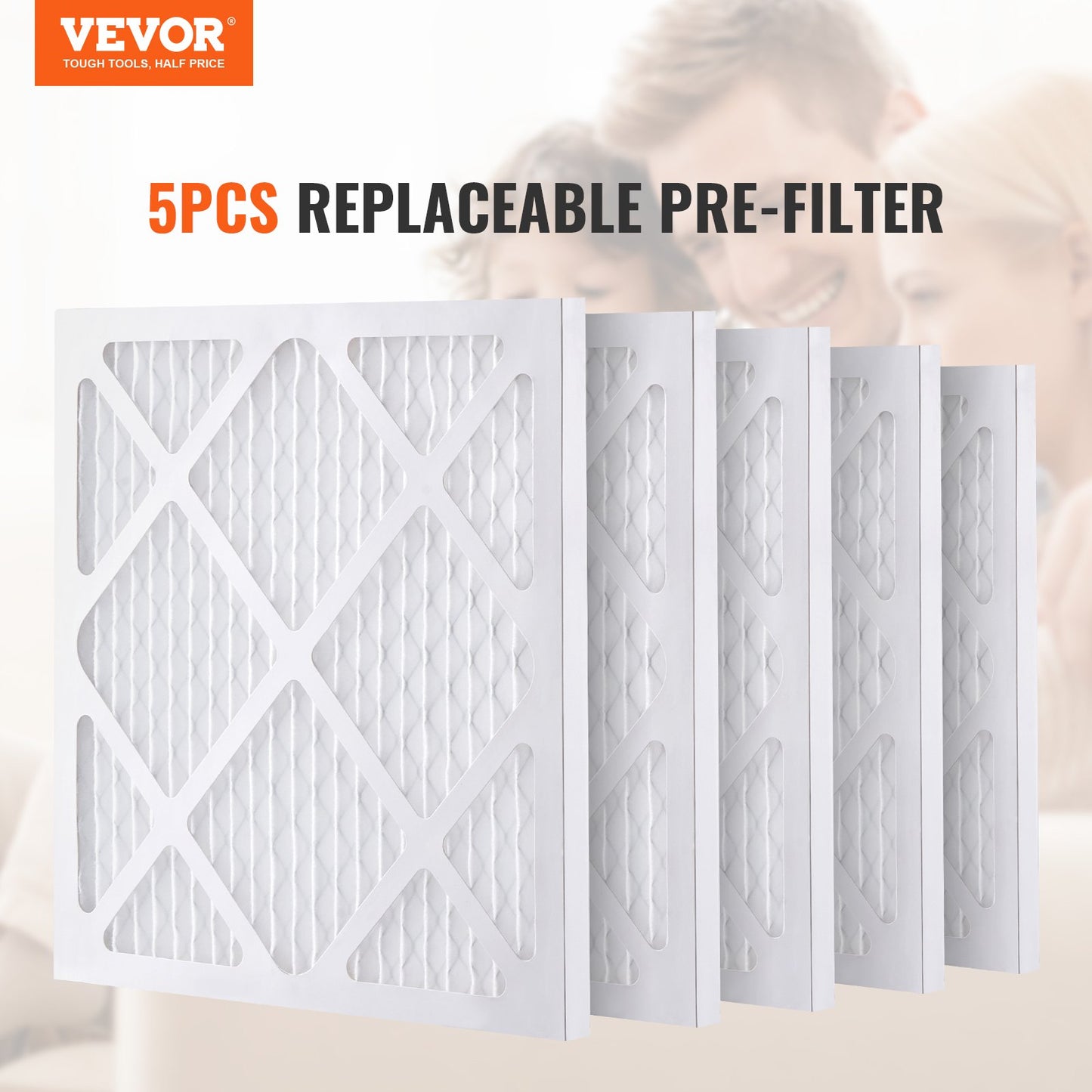 Protective Pre-Filter, 5-Pack, 15.75'' x 15.75'' Air Filter Replacement, High Efficiency Stage 1 Filters Compatible with BlueDri &amp; Scrubber, Air Purifier, Water Damage Restoration Equipment