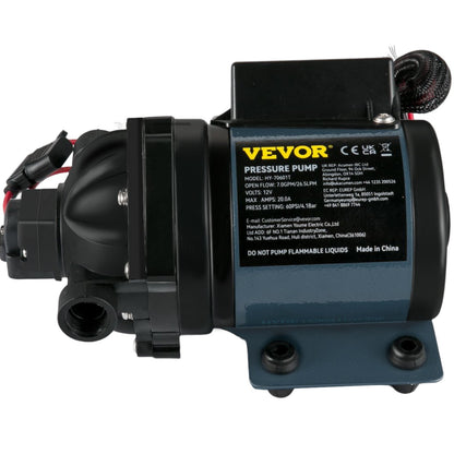Washdown Pump, 12V DC, 7 GPM 60 PSI, Max. 10 FT Self-Priming Water Pump for Lifting, with EPDM Valve, Universal Saltwater Strainer &amp; Female/Male Thread, for RV, Marine Deck, Yacht