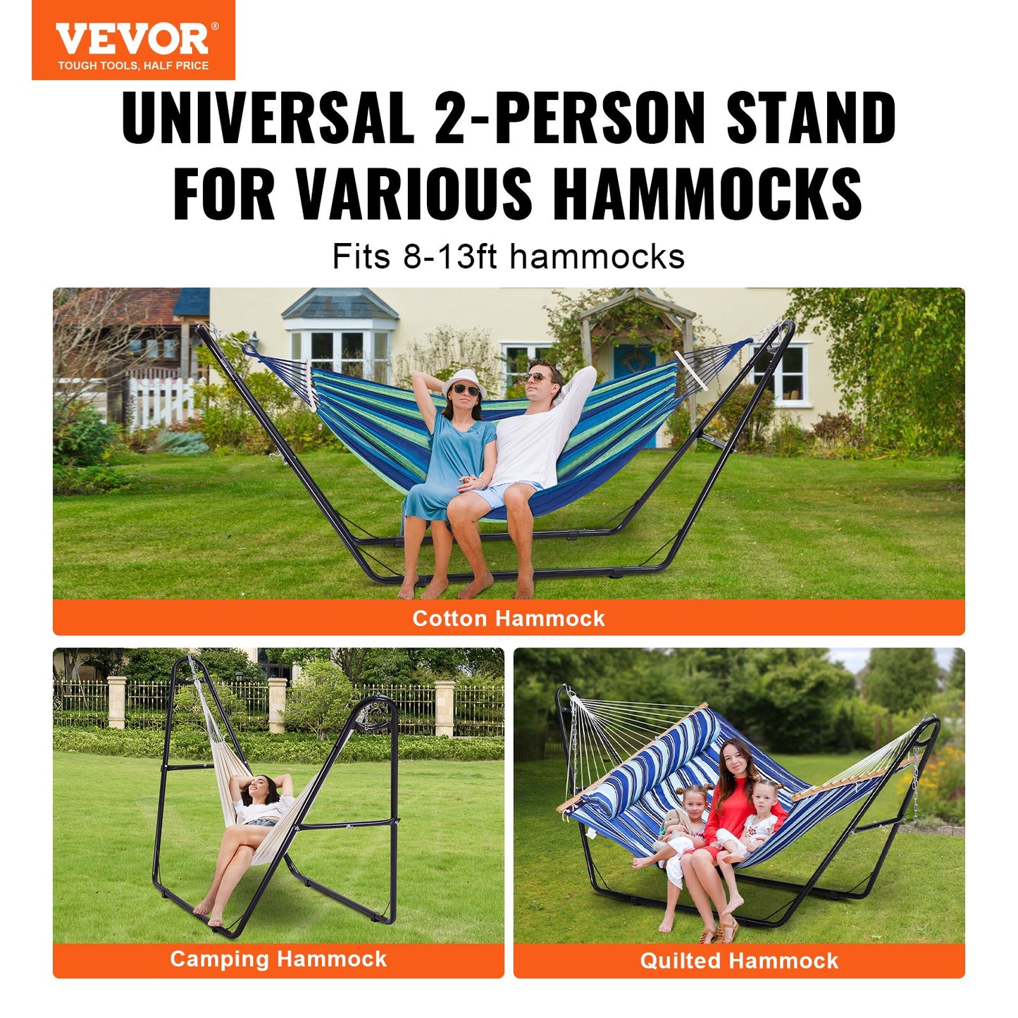 Steel Hammock Stand 550 lbs Capacity Hammock Frame Fits 8-13 ft Hammocks