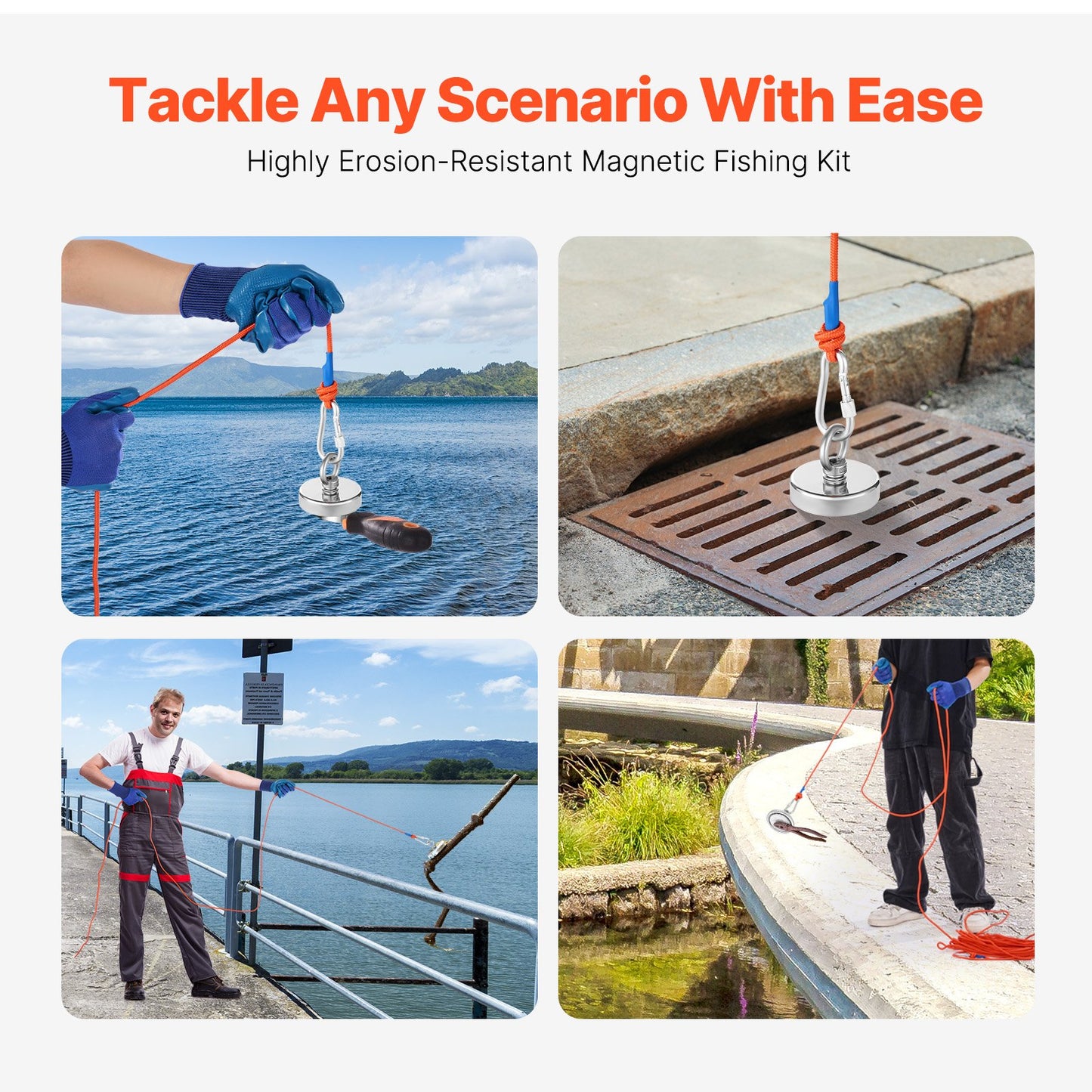 Fishing Magnet Strong Heavy Duty Rare Earth Neodymium Pull Force 1000 LBS