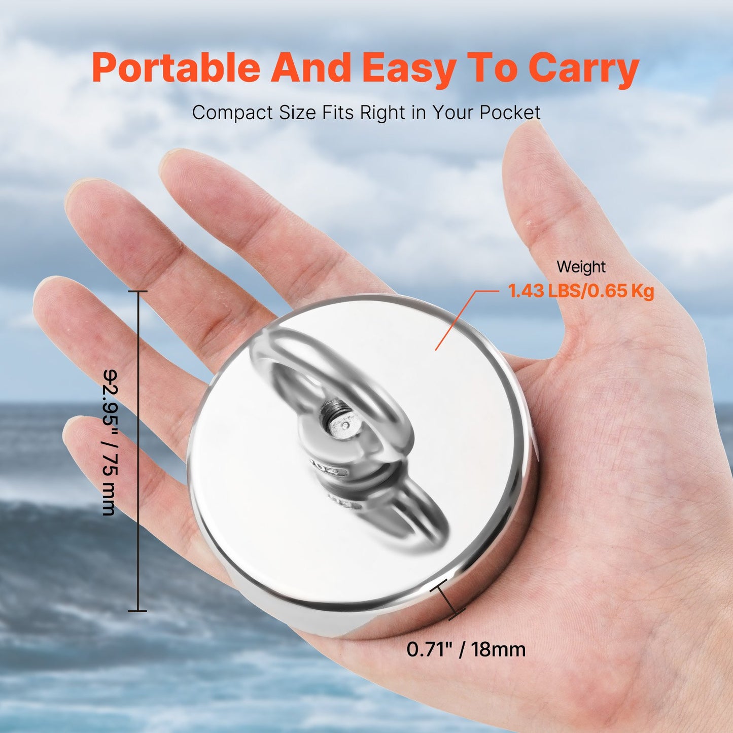 Fishing Magnet Strong Heavy Duty Rare Earth Neodymium Pull Force 700 LBS
