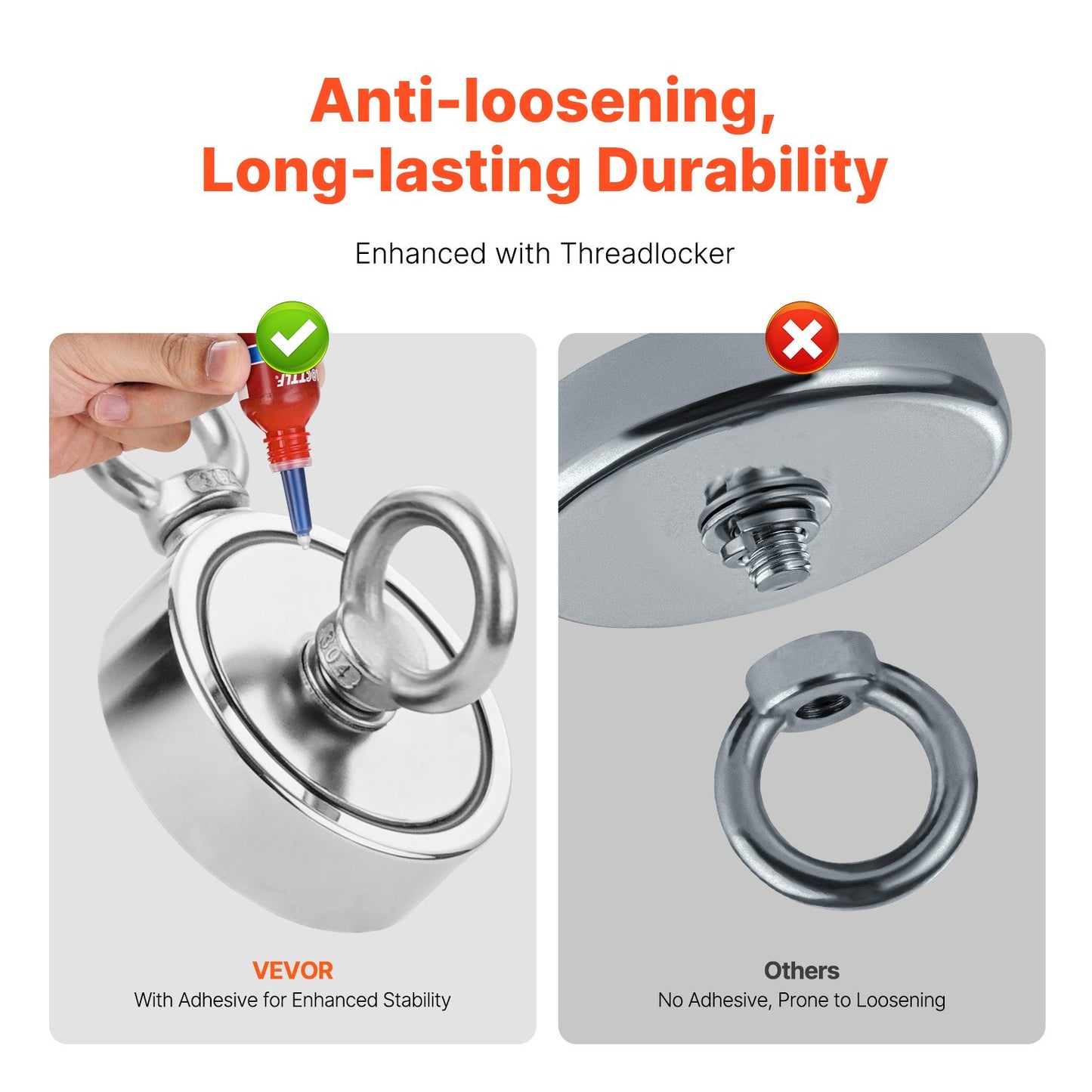 1700 LBS Strong Fishing Magnet Kit Double Sided Traction Rope Carabiner