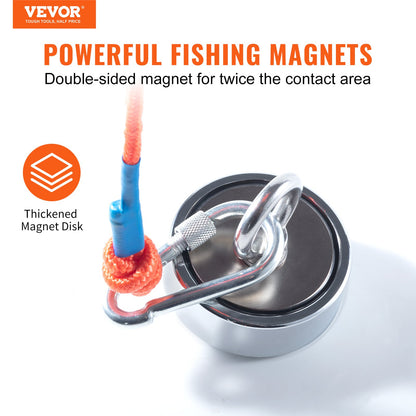 Magnet Fishing Kit, 1200lbs dragkraft dubbelsidiga fiskemagneter, 2,95 tums diameter magnet med rep, gripkrok, handskar, vattentät fodral, trådlås, ögonbult, för fiske