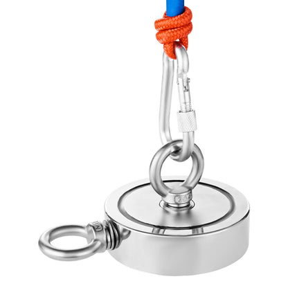 1400 LBS Strong Fishing Magnet Kit Dubbelsidig karbinhake med dragkraft