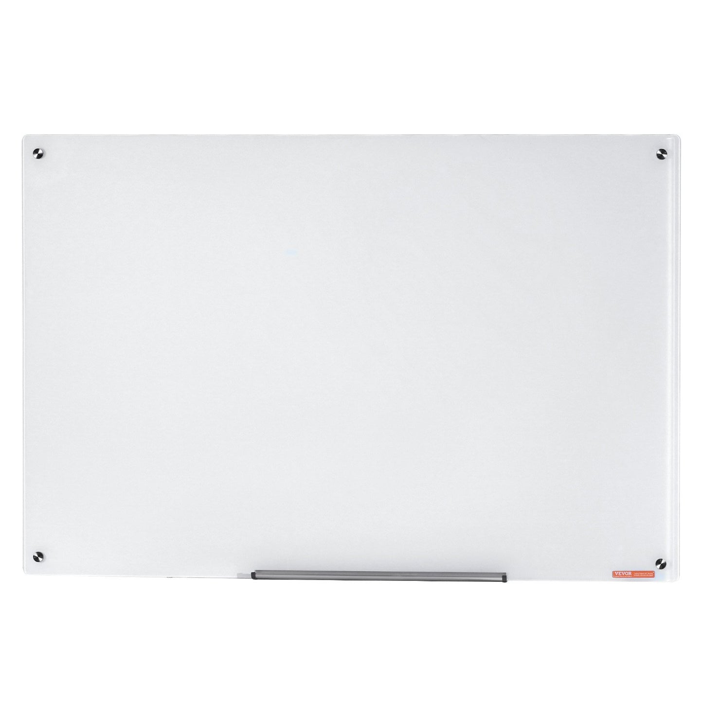 Magnetic Glass Whiteboard, Dry Erase Board 900 x 600 mm, Väggmonterad stor vit glastavla Ramlös, med markeringsbricka, ett suddgummi och 2 markörer, vit