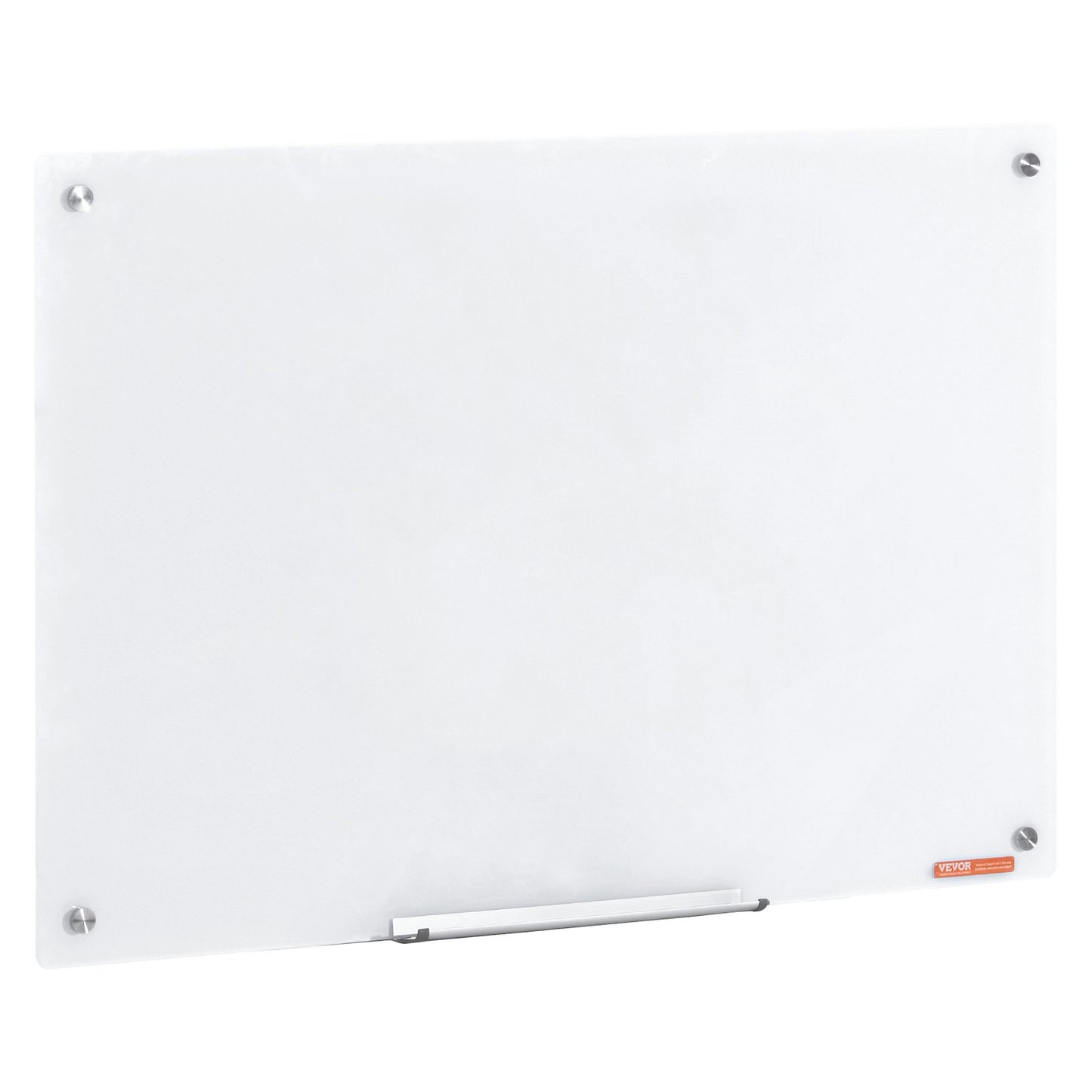 Magnetic Glass Whiteboard, Dry Erase Board 900 x 600 mm, Väggmonterad stor vit glastavla Ramlös, med markeringsbricka, ett suddgummi och 2 markörer, vit