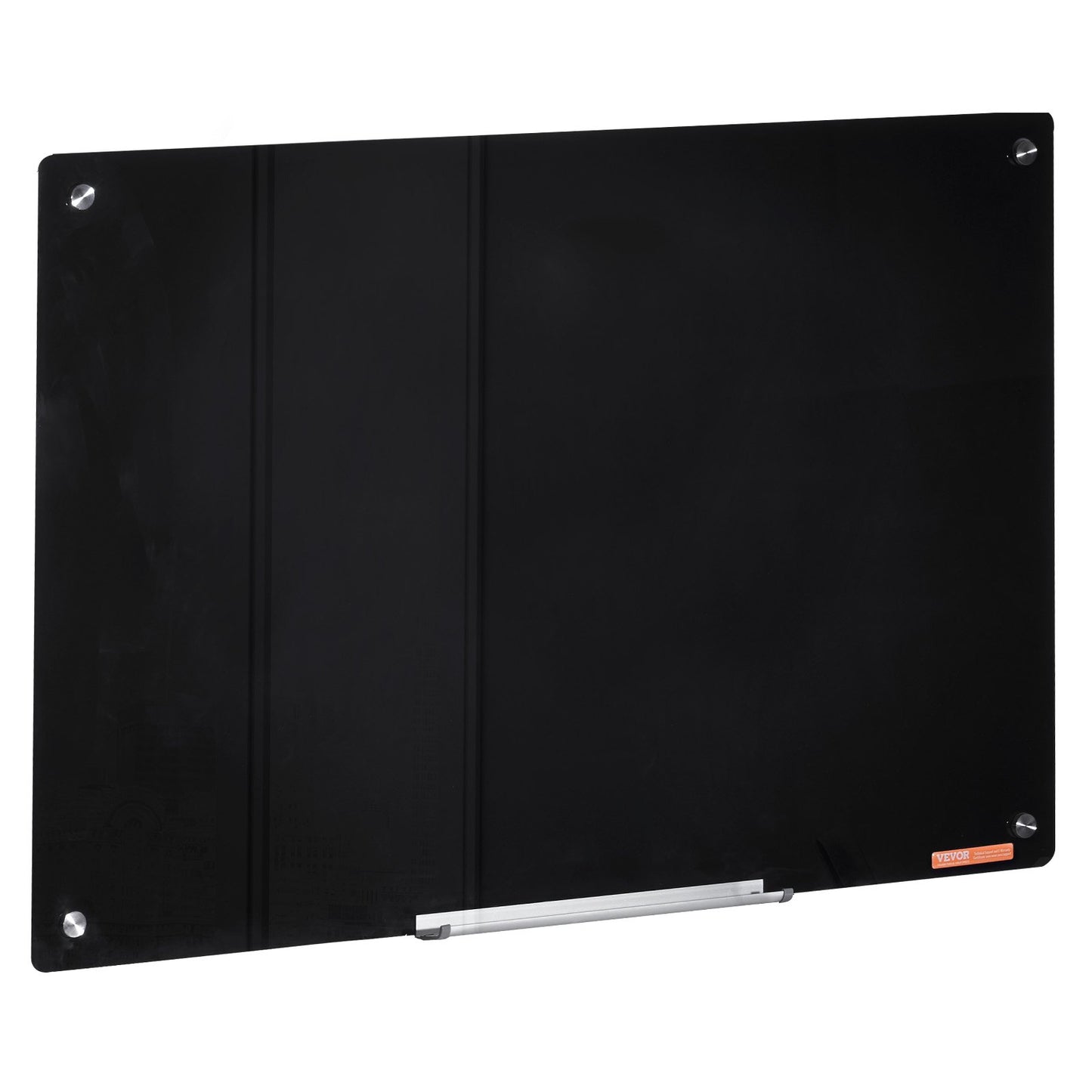 Magnetic Glass Whiteboard, Dry Erase Board 36"x24", väggmonterad stor vit glastavla utan ram, med markörbricka, ett suddgummi och 2 markörer, svart