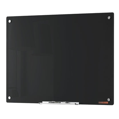 Magnetic Glass Whiteboard, Dry Erase Board 36"x24", väggmonterad stor vit glastavla utan ram, med markörbricka, ett suddgummi och 2 markörer, svart