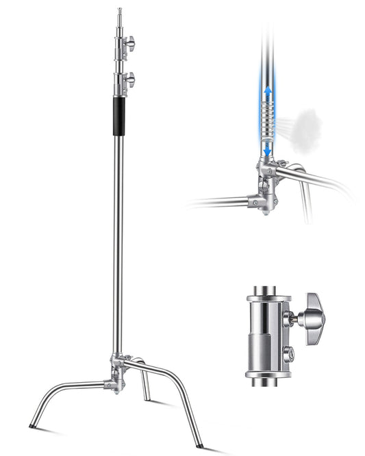 C stativ Max höjd 10,83 fot/330 cm rostfritt stål fotoljusstativ