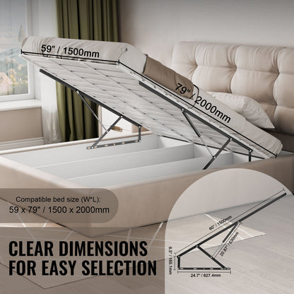 Bed lift 59x79 in compatible bed size 309 lbs Load DIY wall bed hardware