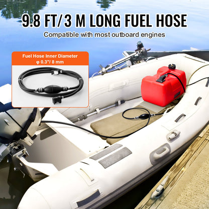 Marinbränsletank, 3,17 gallon/12L, bärbar bränslegastank för båtar för utombordsmotorbåtar, bränsletank för utombordare i plast med slang, lätt att bära för yacht, fiskebåt, däcksbåt, röd