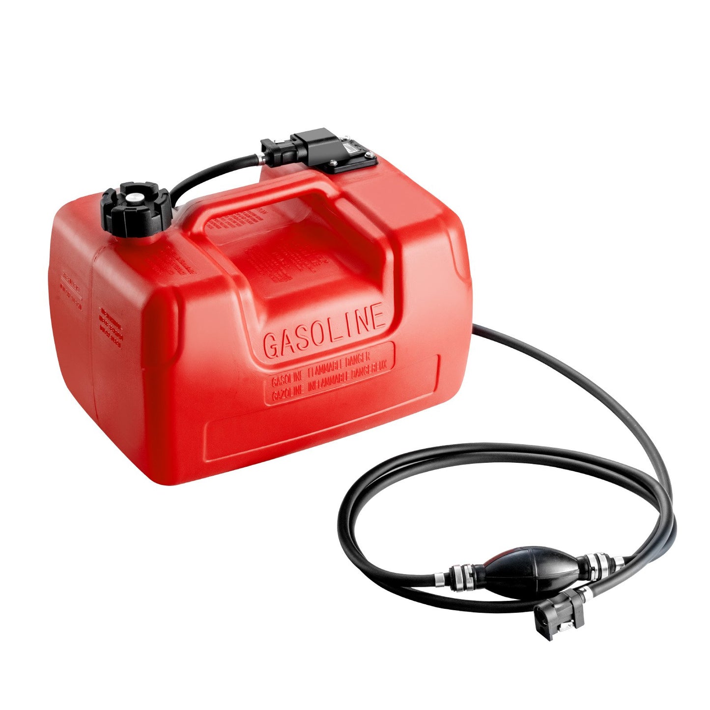Marinbränsletank, 3,17 gallon/12L, bärbar bränslegastank för båtar för utombordsmotorbåtar, bränsletank för utombordare i plast med slang, lätt att bära för yacht, fiskebåt, däcksbåt, röd