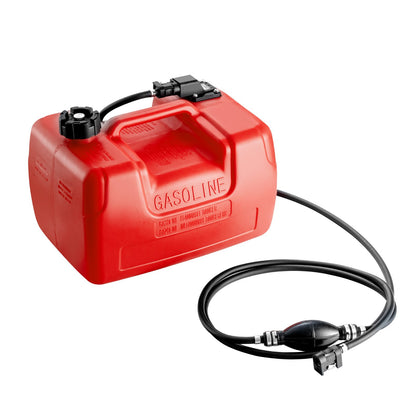 Marinbränsletank, 3,17 gallon/12L, bärbar bränslegastank för båtar för utombordsmotorbåtar, bränsletank för utombordare i plast med slang, lätt att bära för yacht, fiskebåt, däcksbåt, röd