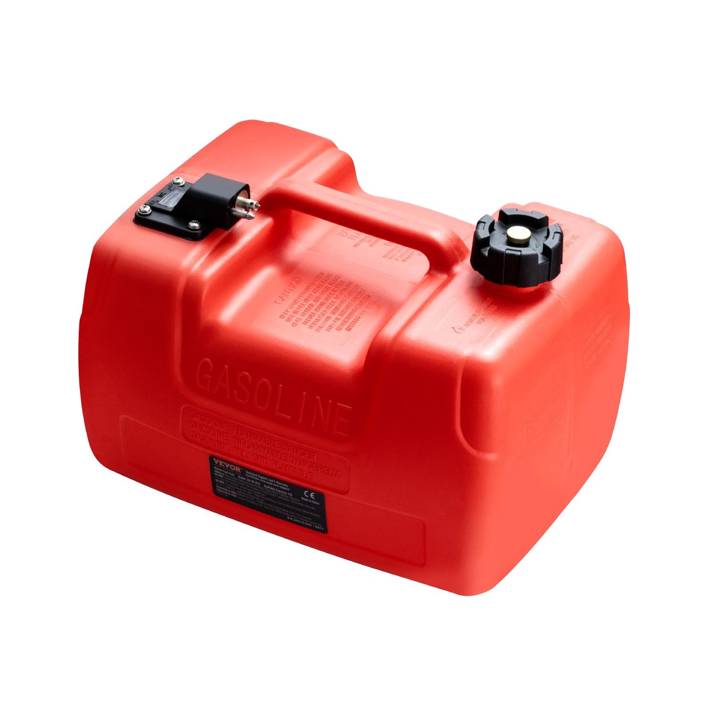 Marinbränsletank, 3,17 gallon/12L, bärbar bränslegastank för båtar för utombordsmotorbåtar, bränsletank för utombordare i plast med slang, lätt att bära för yacht, fiskebåt, däcksbåt, röd