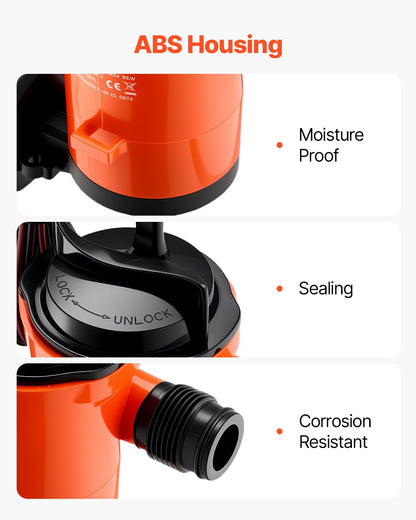 Livewell-pump för båt 12V 800 GPH 90°Livewell-luftningspump Baitwell-pump