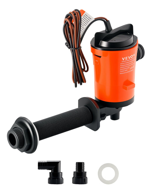 Livewell-pump för båt 12V 800 GPH 90°Livewell-luftningspump Baitwell-pump