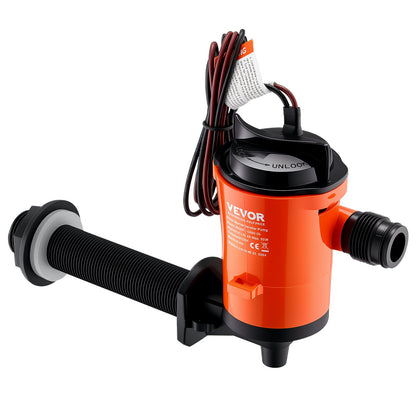 Livewell-pump för båt 12V 800 GPH 90°Livewell-luftningspump Baitwell-pump