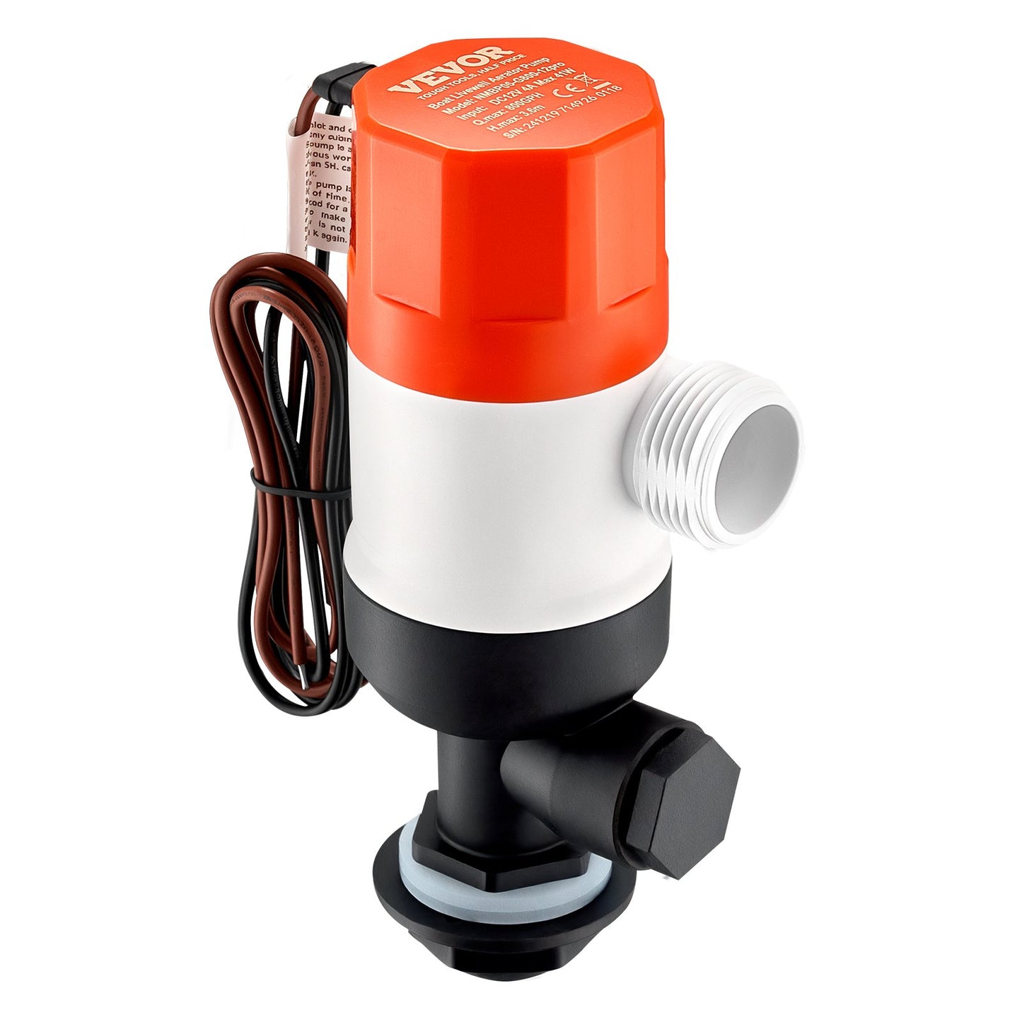 Livewell-pump för båt 12V 800 GPH Livewell-luftningspump Rak 2 inlopp