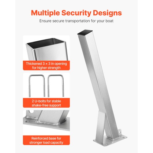 Bootswindenhalterung mit U-Bolzen für 76 mm B x 76-101 mm H Anhängerdeichsel | EU