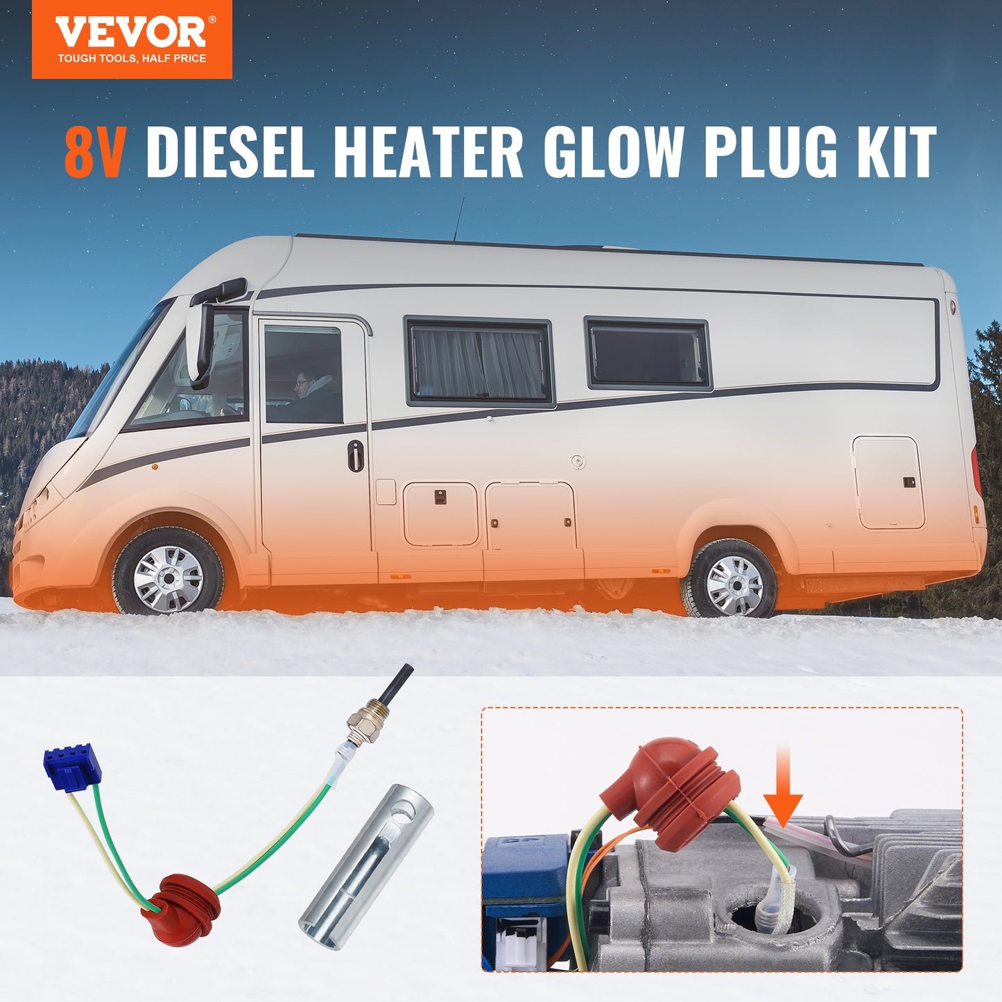 Dieselvärmare Glödstiftssats, Keramisk Glödstift Reparationssats, Air Diesel Parkeringsvärmare del med demonteringsbeslag, Diesel Värmare Rebuild Kit för 2KW/5KW/8KW Dieselvärmarebyte