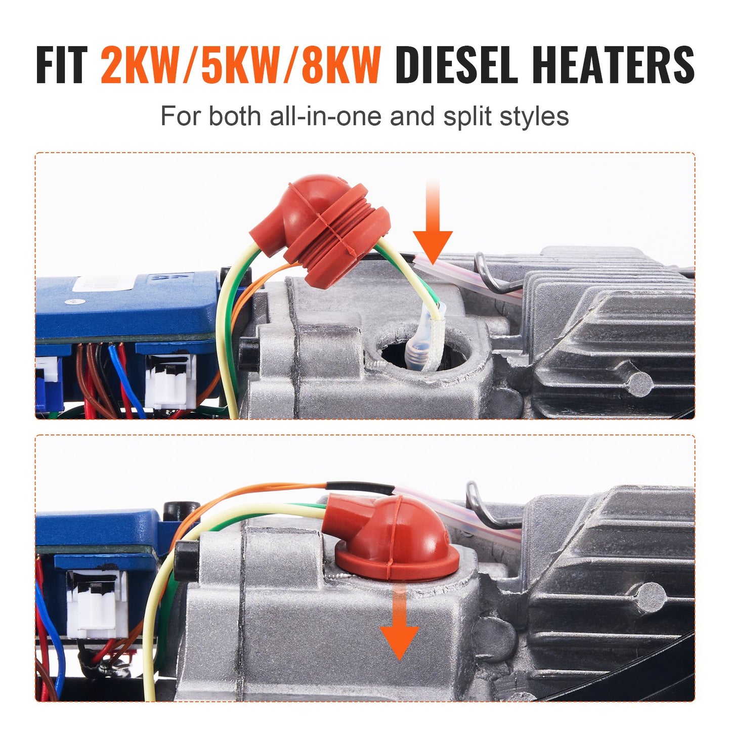 Dieselvärmare Glödstiftssats, Keramisk Glödstift Reparationssats, Air Diesel Parkeringsvärmare del med demonteringsbeslag, Diesel Värmare Rebuild Kit för 2KW/5KW/8KW Dieselvärmarebyte