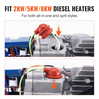 Dieselvärmare Glödstiftssats, Keramisk Glödstift Reparationssats, Air Diesel Parkeringsvärmare del med demonteringsbeslag, Diesel Värmare Rebuild Kit för 2KW/5KW/8KW Dieselvärmarebyte