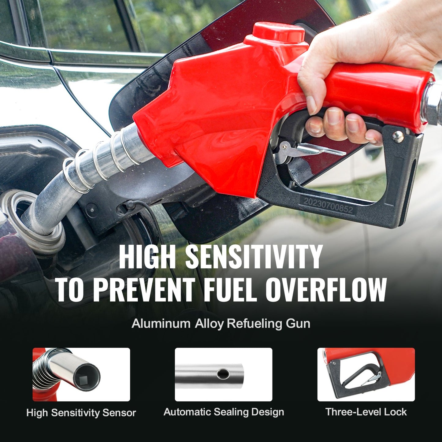 Fuel Hose Reel, 1" x 33", Extra Long Retractable Diesel Hose Reel, Heavy Duty Carbon Steel Construction with Automatic Fuel Nozzle, NBR Rubber Hose for Aircraft Vessel Tanker Truck, 300 PSI