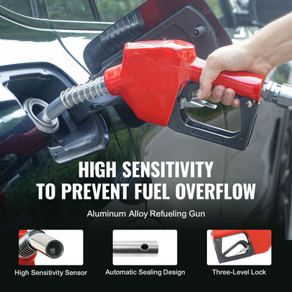 Bränsleslangupprullare, 1" x 50", extra lång indragbar dieselslangupprullare, kraftig kolstålkonstruktion med automatiskt bränslemunstycke, NBR-gummislang för tankbil för flygfartyg, 300 PSI