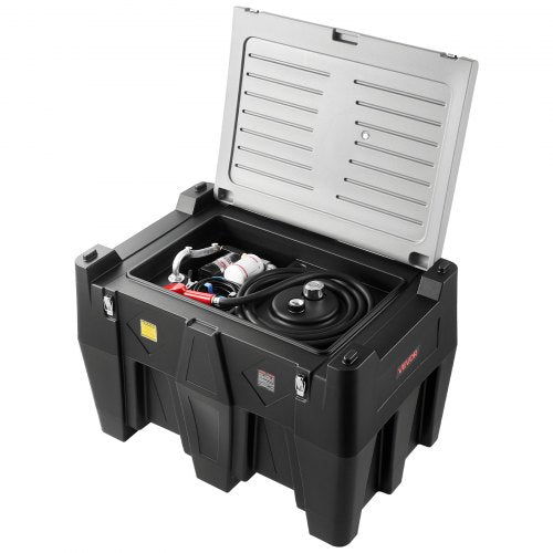 Tragbarer Dieseltank, 128 Gallonen Dieselkraftstofftank mit 12-V-Transferpumpe 10 GPM, Schwarz