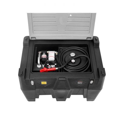 Tragbarer Dieseltank, 128 Gallonen Dieselkraftstofftank mit 12-V-Transferpumpe 10 GPM, Schwarz