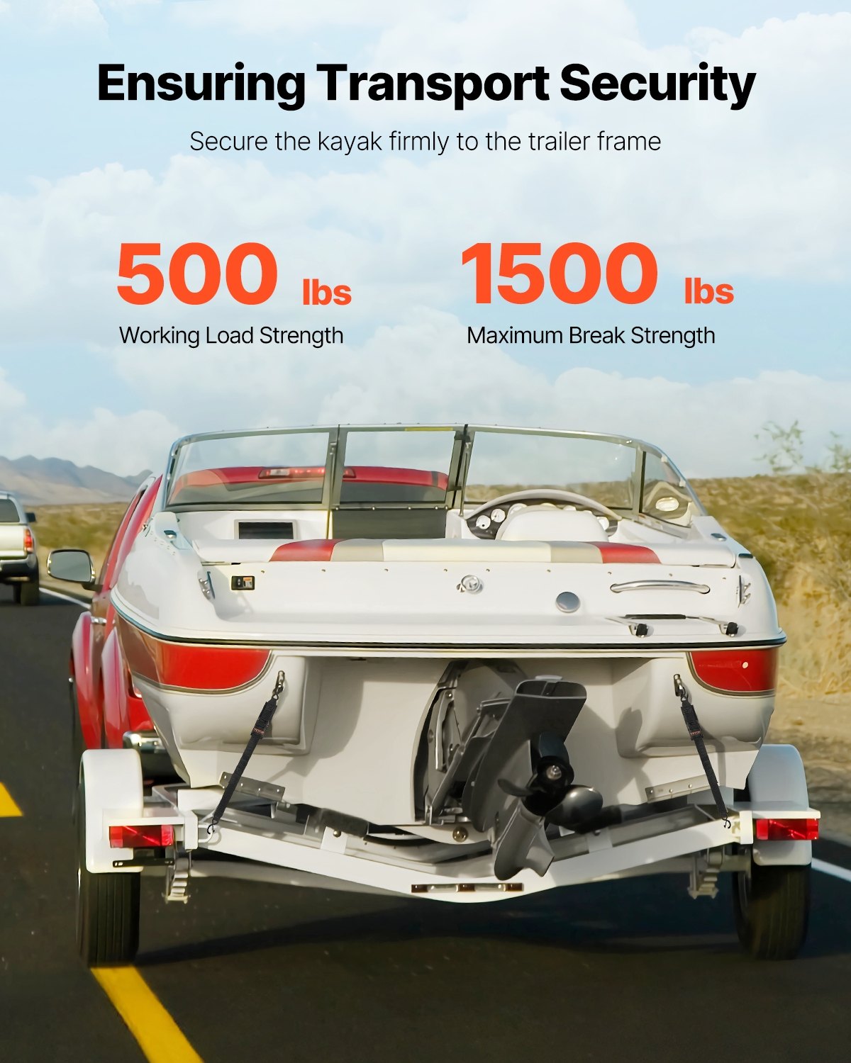 Retractable Lashing Straps Tie Down Straps 2 Inch x 4 Feet for Boat (2-Pack)