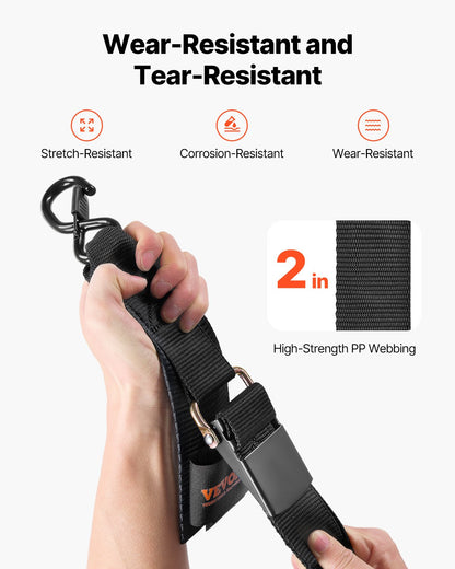 Retractable Lashing Straps Tie Down Straps 2 Inch x 4 Feet for Boat (2-Pack)