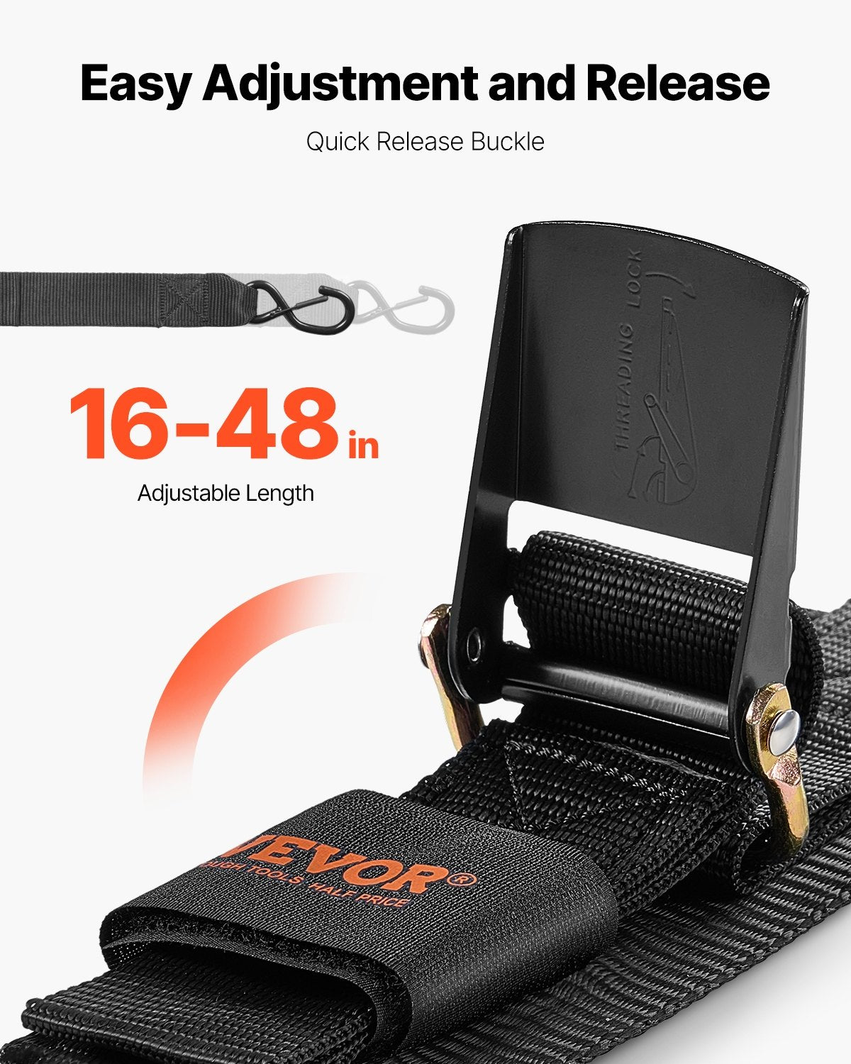 Retractable Lashing Straps Tie Down Straps 2 Inch x 4 Feet for Boat (2-Pack)