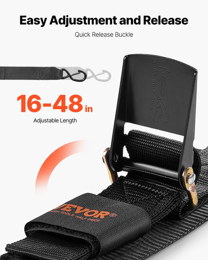 Retractable Lashing Straps Tie Down Straps 2 Inch x 4 Feet for Boat (2-Pack)