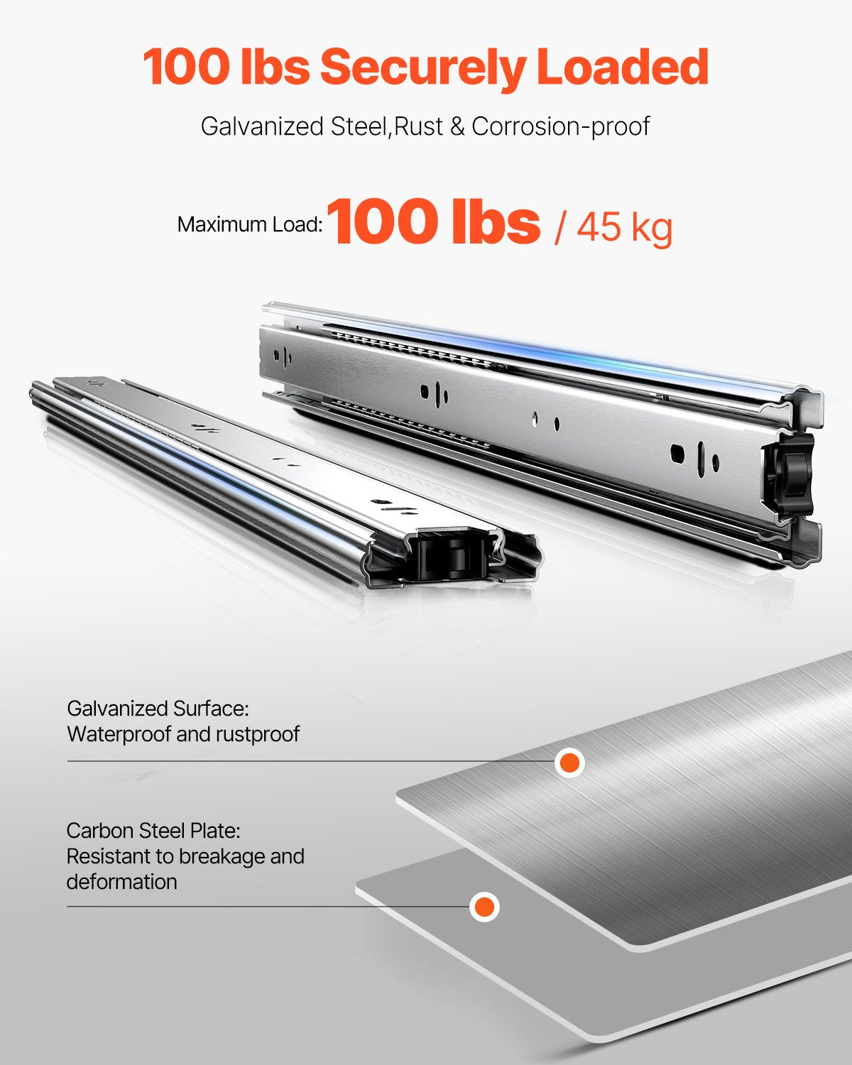 Drawer Cabinet Sliding Side Mount 24 Inch 10 Pairs 100 LB Load Change