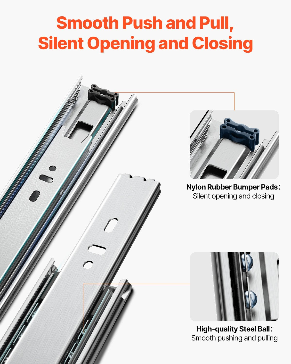 Drawer Cabinet Sliding Side Mount 24 Inch 10 Pairs 100 LB Load Change