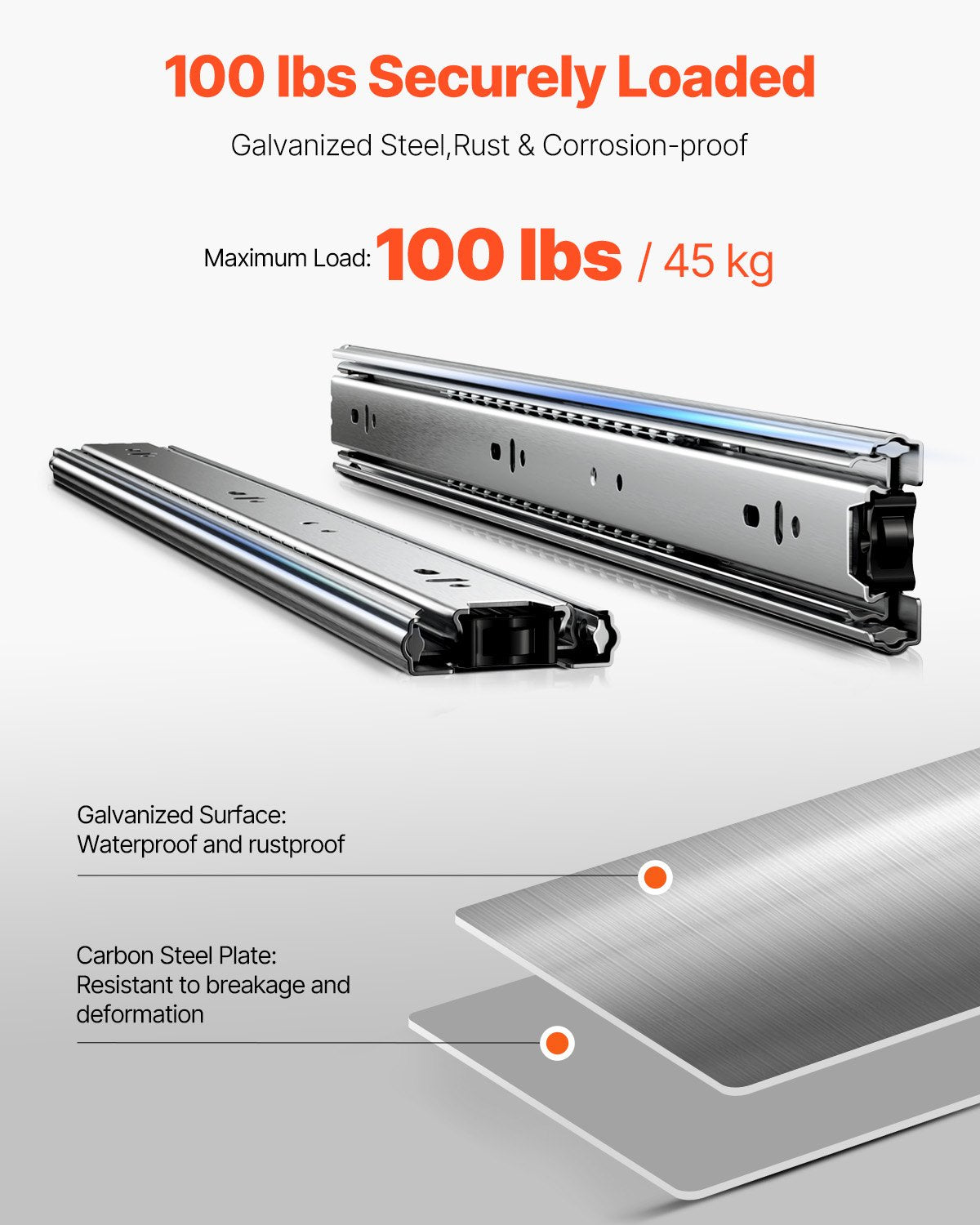 Drawer Cabinet Sliding Side Mount 18 Inch 10 Pairs 100 LB Load Change