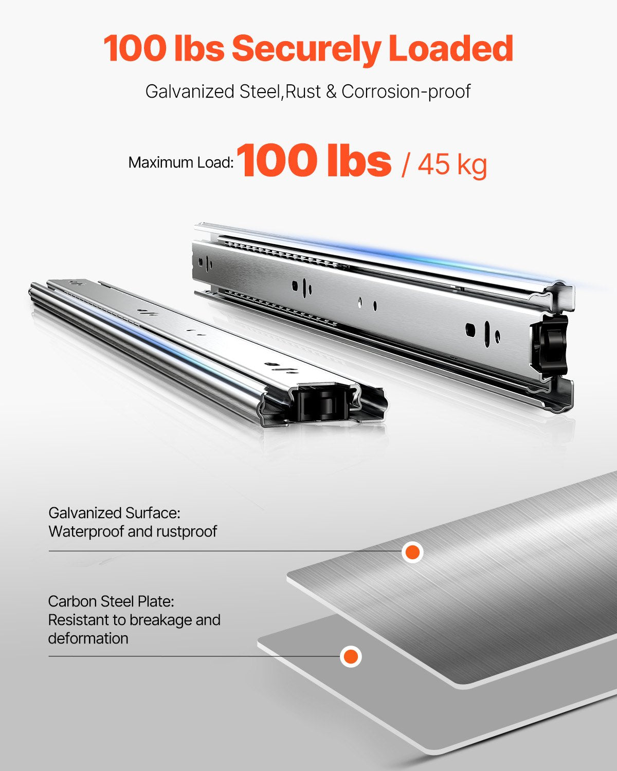 Drawer Cabinet Sliding Side Mount 20 Inch 10 Pairs 100 LB Load Change