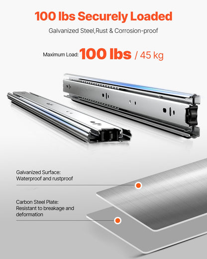 Drawer Cabinet Sliding Side Mount 22 Inch 10 Pairs 100 LB Load Change