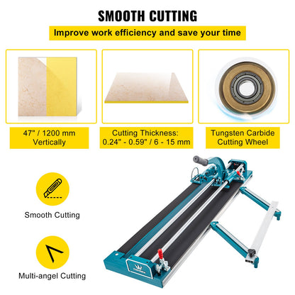 47 tum/1200 mm kakelskärare dubbelskena manuell kakelskärare 3/5 tums kåpa med exakt laserpositionering manuell kakelskärare Verktyg för precisionsskärning